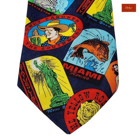 Addiction Blue 100% Silk Tie Signs 58" Long 3.5" Wide (ID 157) - Picture 3 of 6